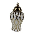 thumbnail image 4 of Jarrón de jengibre de porcelana, jarrón de jengibre de cerámica con tapa, decoración artesanal de porcelana S Blanco y Oro, 4 of 9