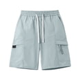 thumbnail image 5 of Npasoilc Cargo Shorts for Men Solid Color Elastic Waist Drawstring Knee Length Short Pants Fitness Training Shorts with Multi-Pocket, 5 of 5