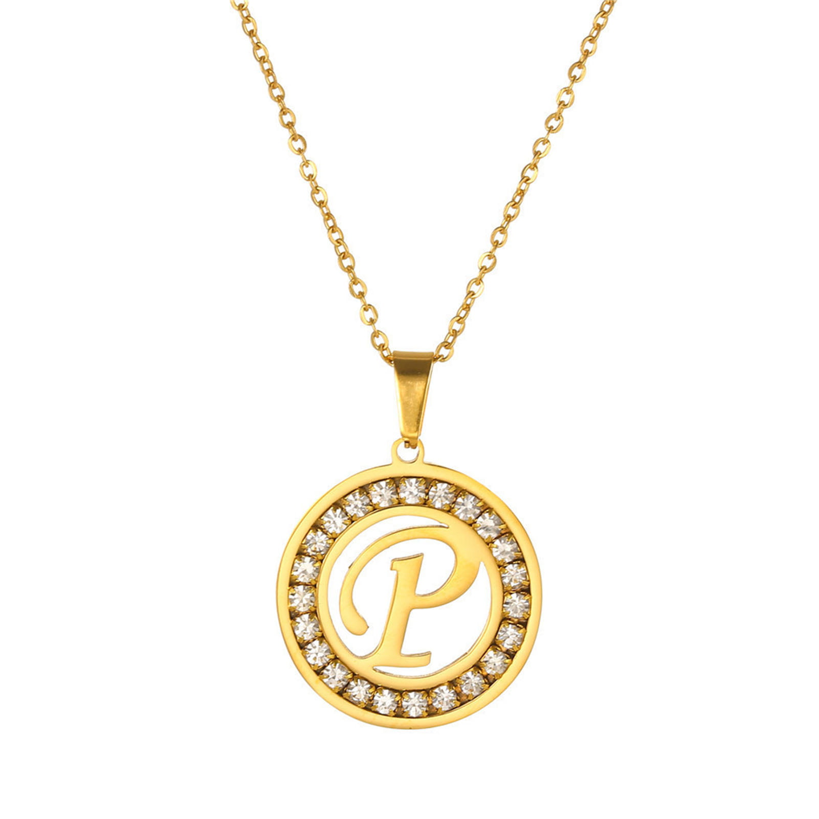 Elegant Gold Plated Alloy Letter Pendant Shiny Clavicle Chain Necklace Gift