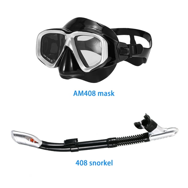 Masques de plongée de natation, lunettes de plongée Ensemble de plongée En  verre trempé anti-buée, équipement de plongée en apnée pour adultes