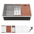 thumbnail image 2 of Mocoloo 30 Inch Undermount Kitchen Sink - 30x19 Inch Stainless Steel Kitchen Sink Workstation 16 Gauge Single Bowl Handmade Basin, 10 Inch Deep, 2 of 4
