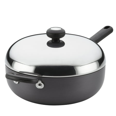 Circulon Chefs Pan - Circulon Classic Hard-Anodized Nonstick Chef Pan with Helper Handle, 4-Quart, Gray