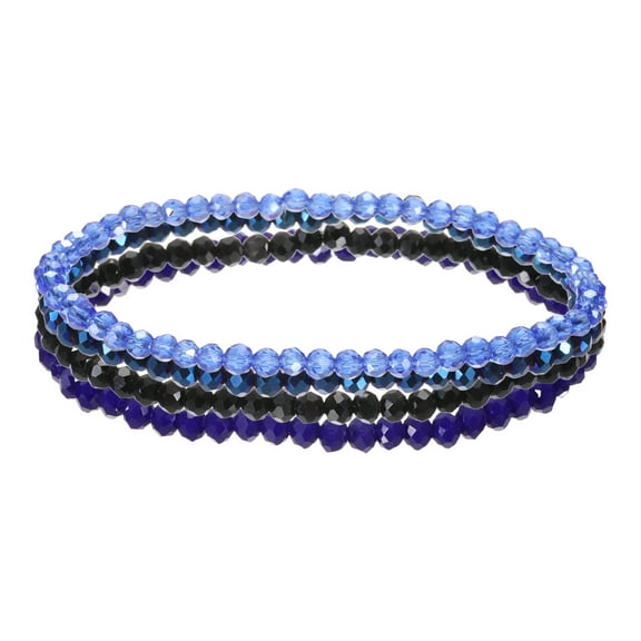Uxcell Bohemian Stackable Bead Bracelets 4mm Multi-Layer Crystal Beads Stretch Bracelet Set for Women Wristbands Jewelry Costume Gifts, Dark Blue
