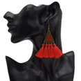 thumbnail image 3 of Pendientes de borla jinwen para mujer Bohemia Rojo, 3 of 8