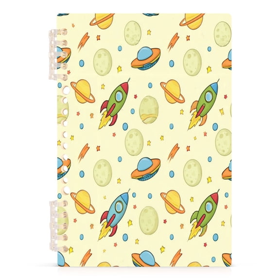 A5 Spiral Notebook 60 Sheets 80gsm Paper Ruled Journal Moon and Rocket