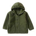 thumbnail image 5 of Atogsazn Kids Girls Fleece Full Zip Jacket Children Sherpa Long Sleeve Hooded Coat Winter Warm Tops Army Green 4-5 Years Fashion, 5 of 7