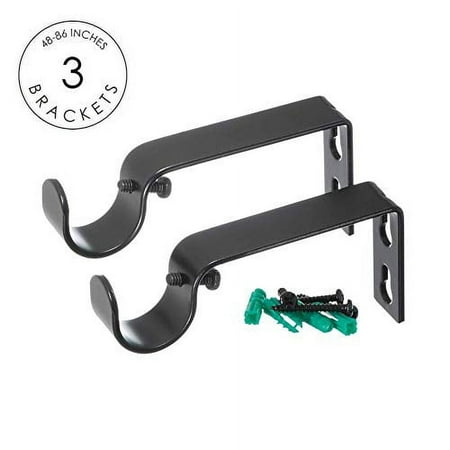 Ivilon Drapery Window Curtain Rod - End Cap Style Design 1 Inch Pole. 48 to 86 Inch Color Black