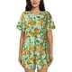thumbnail image 1 of Fotbe Tangerine Conjunto de Pijama Estampado para Mujer, 2 Piezas, Ropa de Dormir con Camiseta de Manga Corta y Shorts Suaves-Medium, 1 of 6
