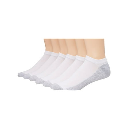 Hanes Men's Cushion No Show Socks, 6-Pairs White 6-12