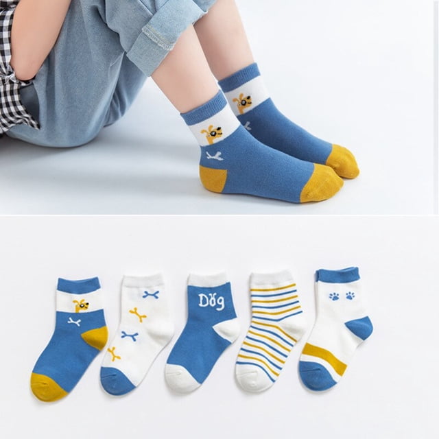 5 par/lote de Calcetines bonitos para niñas, Calcetines de algodón con rayas de arco iris de otoño para niños, Calcetines para niños pequeños, Calcetines para niños de 1 a 12 años Tan Jianjun unisex