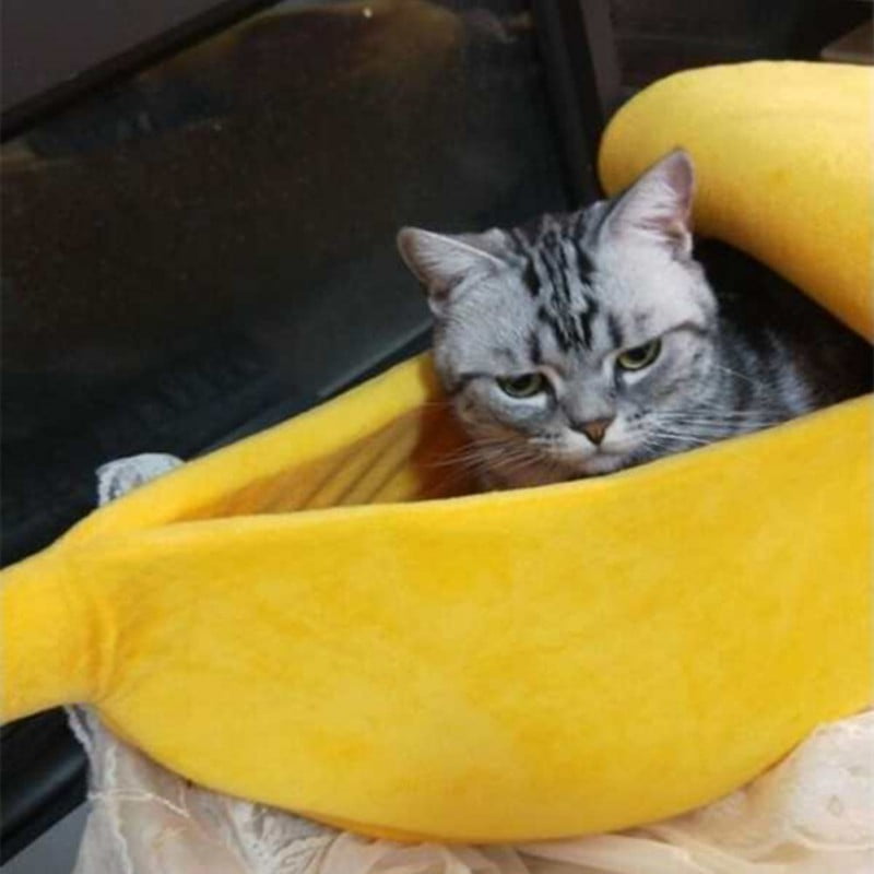 Banana Cat Bed Cave House Pet Bed Soft Cat Kitten Cuddle Pet Supplies,Yellow 