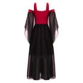 thumbnail image 4 of XUNZOO Girls Medieval Renaissance Princess Dresses Cold Shoulder Long Sleeve Gothic Victorian Dress Red 12, 4 of 6