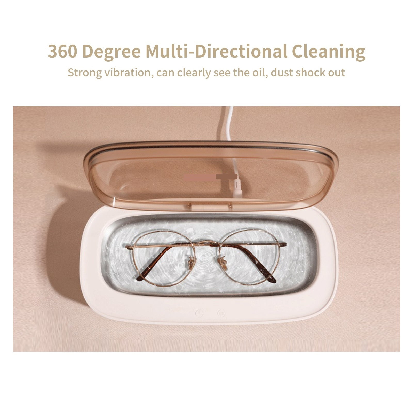 Household Small Ultrasonic Cleaner Portable Cleaning Jewelry Retainer 360° Multi-Directional Clean ,Convenient to Use