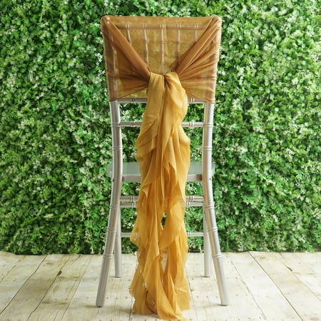 Balsacircle Premium Curly Chiffon Chair Cover Cap With Sashes Wedding Party Ceremony Reception Decorations Cheap Supplies