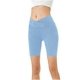 thumbnail image 2 of Yourumao Stretchy Jean Shorts for Women High Waisted Crossover Pull On Jorts Booty Lifting Denim Shorts Summer Yoga Shorts, 2 of 3