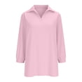 thumbnail image 5 of LNWUY Cotton Linen Shirts for Women Loose Flowy Spring Tops Solid Color 3/4 Sleeve Shirt Beach Vacation Business Casual Travel Pink M, 5 of 8