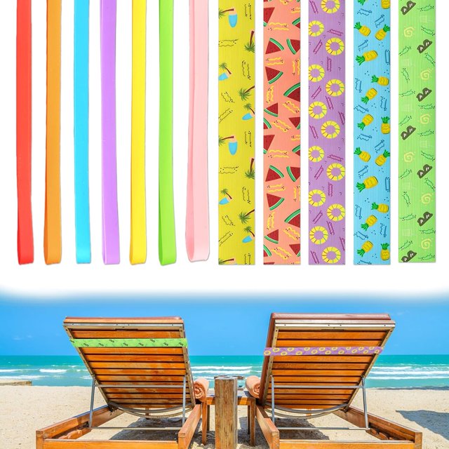 JIEYUMAO 12Pcs Towel Bands for Beach Chairs, Elastic Beach Towel Bands Beach Accessories, Multicolor Beach Chair Towel Straps Beachs Chair Bands Pool Chair Towel Bands for Beach Vacation