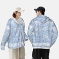 thumbnail image 4 of Kdxio White Bule Glitter Print Women Men Sun Protection UPF 50+ Jackets Zip Up Long Sleeve Hoodie Hiking Lightweight with Pockets, 4 of 7