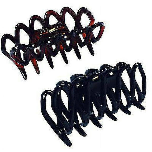 Parcelona French Dentelle Shell & Black Small Jaw Claw Hair Clip 2 Clips