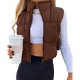 thumbnail image 1 of Solid Color High Waist Zipper Jacket Sleeve Vest Fashion Casual Short Top Vest, 1 of 5