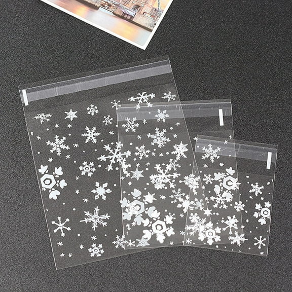 MLINS  300 Pcs Snowflake Self-adhesive Cookies Cake Packaging Bag Packing Bags