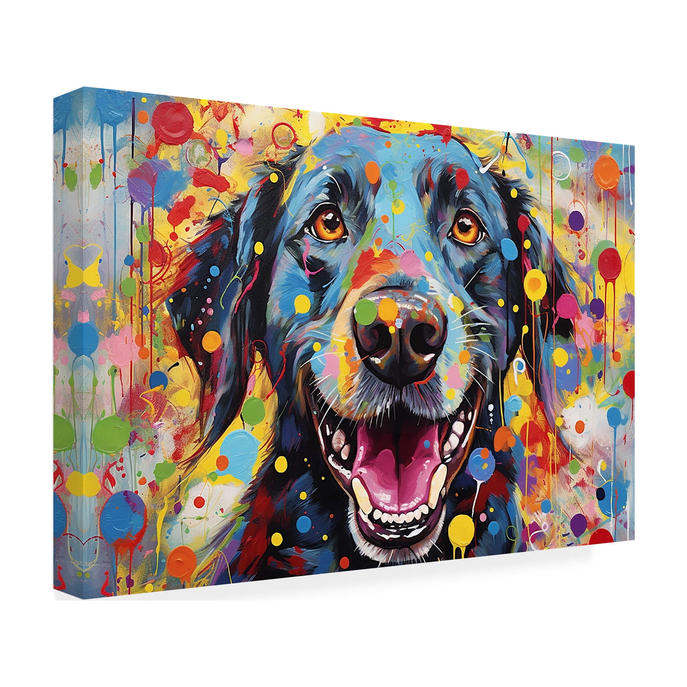 Canvas Wall Art - Ray Heere 'Happy Dog 6' Wall Art for Living Room, Bedroom, or Office DÃ©cor by Trademark Fine Art - 47 x 30 Inches