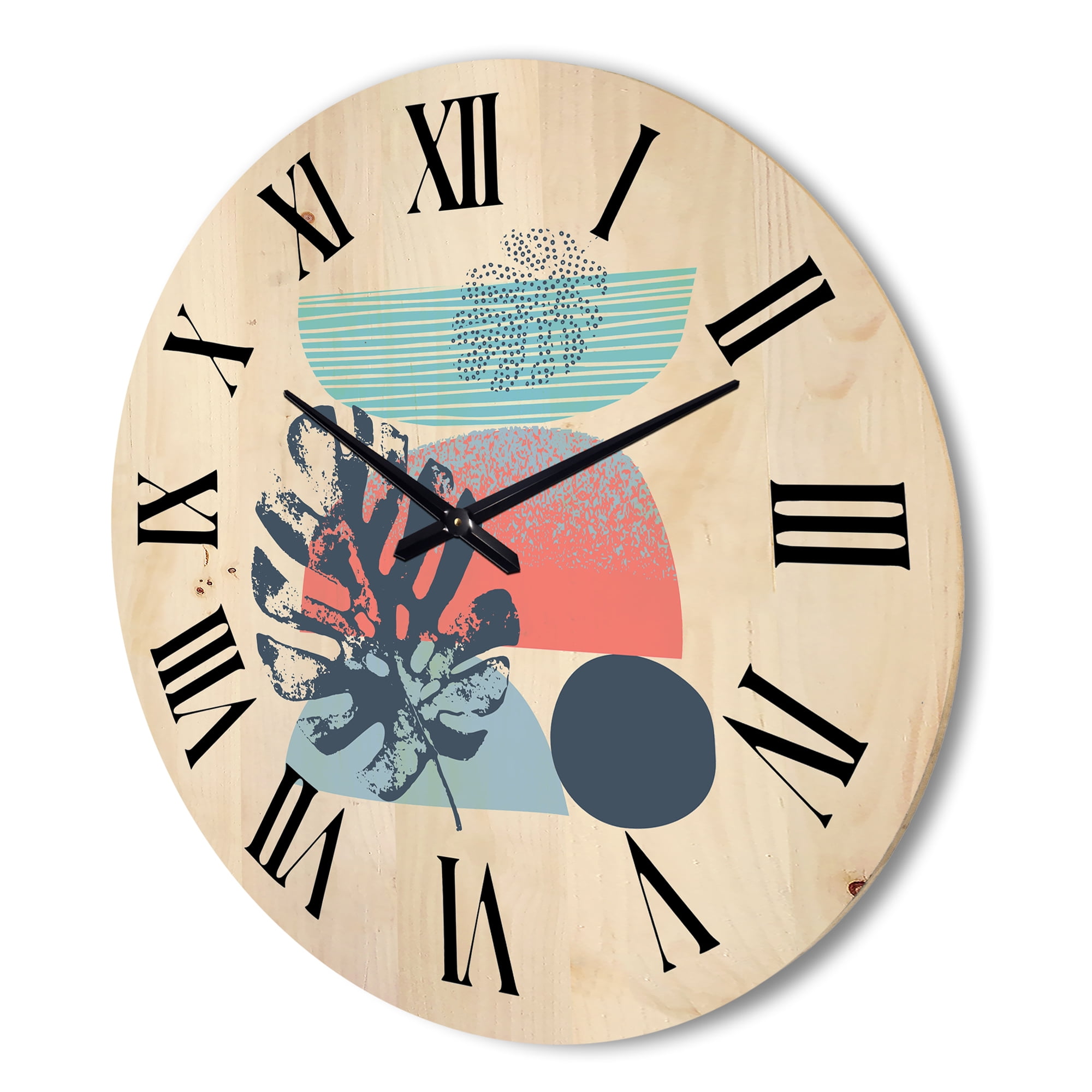 Designart 'Abstract Colorful Geometric Art Collage IV' Modern Wood Wall Clock