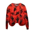 thumbnail image 2 of Fznquz Dressy Blouses for Women Graphic Cute Red Halloween Shirt Ghost Print Casual Crewneck Long Sleeve Women's Fashion, 2 of 4