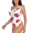 thumbnail image 2 of Haiem Hand Drawn Strawberry Women's One Piece Swimsuits Tummy Control One Shoulder Bathing Suits Ruffle Swimwear-Large, 2 of 8