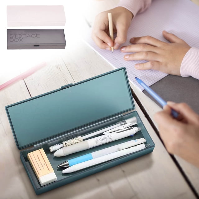 Estuche de lápices apilable de gran capacidad, caja de almacenamiento de útiles escolares de plástico ABS, color macarron, 19,5x6,7x3cm, diseño de tapa para estudiantes, sostiene bolígrafos