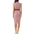thumbnail image 3 of INSPIRE CHIC Work Dress for Women's Cap Sleeve Belt Vintage Houndstooth Pencil Sheath Dress XS Dusty Pink, 3 of 6
