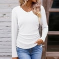 thumbnail image 2 of ZHYou Women's Cable Knit V-Neck Long Sleeve Top Slim Fit Stretchy Casual Pullover Elegant Tunic Shirt Versatile Basic Wardrobe Multiple Colors,White,Size M, 2 of 5