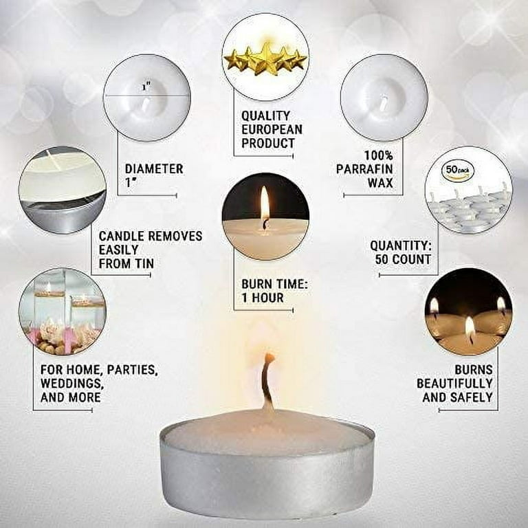 D’Light Online 5 Hours Long Burn Time Unscented White Tealight Candles in Aluminum Cup for Home Decor, Wedding, Holiday, Restaurants, Shabbat, Spa