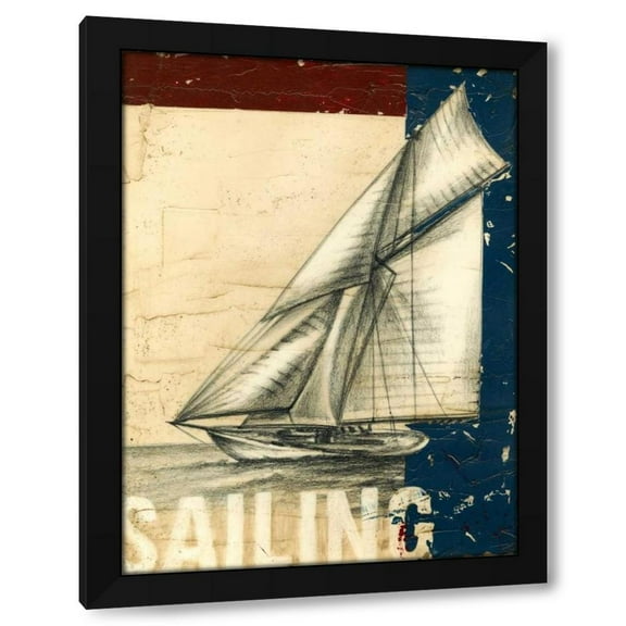 Ethan Harper 12x14 Black Modern Wood Framed Wall Art Titled - Vintage Tradewinds I