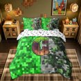 thumbnail image 3 of meiyoeat Pixel Grass C Initial King Bedding for Boys, Gamer Block Monogram King Bed in a Bag, Green Brown, Gamepad Reversible, 7 Pieces, 3 of 6