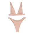 thumbnail image 1 of Aayomet Ensembles de Bikini Taille Haute pour Femmes Bikini Multicolore Uni (Beige, TG), 1 of 4