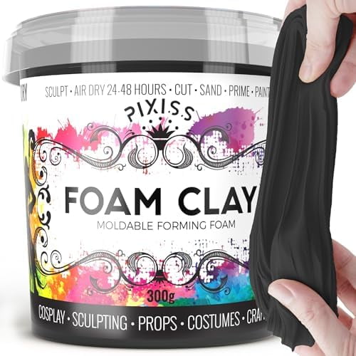 Foam Clay Air Dry Foam Modeling Clay - Cosplay Soft Clay for Slime Add Ins, Molding Clay for Sculpting with Eva Foam - 300 Gram Black Air Dry Clay