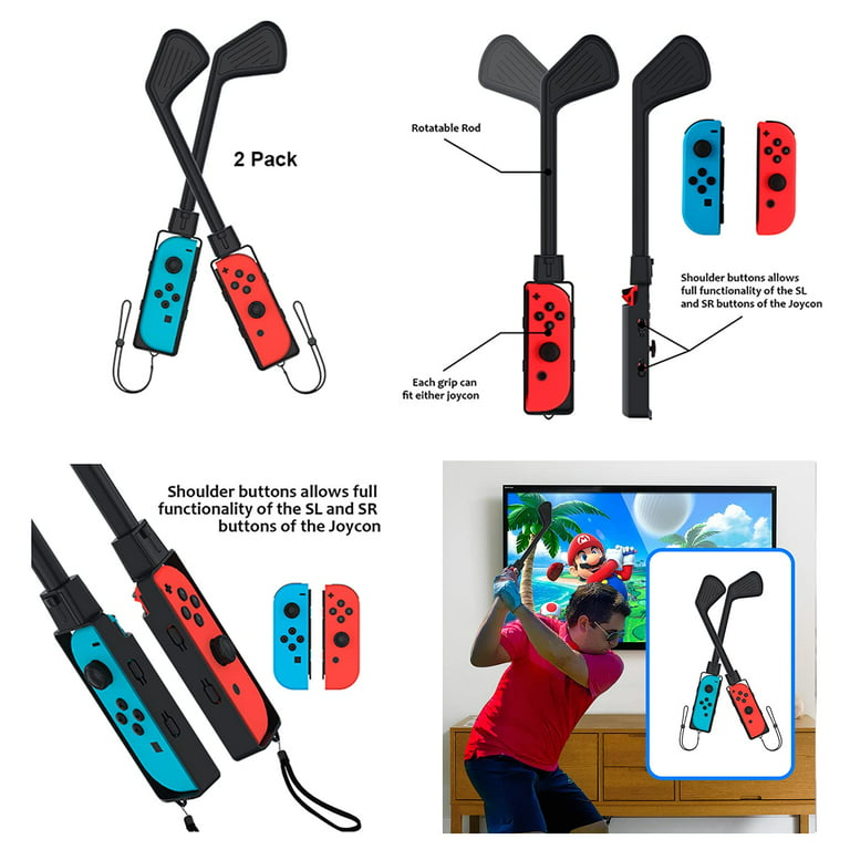 2023 Switch Sports Accessories Bundle, Kit Nintendo for & with & Strap, Comfort Golf, in 1 Leg Grip Games: Case Switch for OLED Joycon and Bands Family Grip 10 Mario Dance Accessories