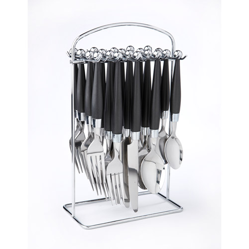 Mainstays Plastic Handle Flatware Set with Caddy, 20 Piece