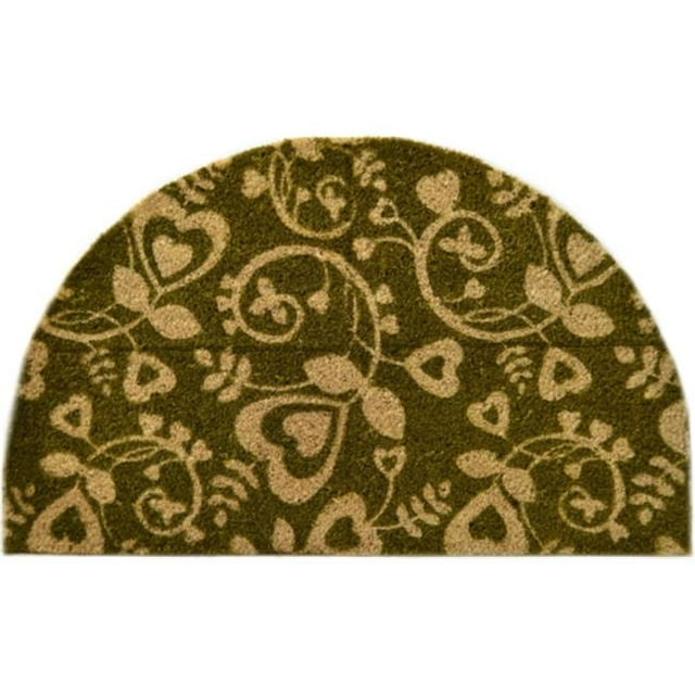 Imports Decor 504PVC Paillasson Demi-Rond en Vinyle avec Dos en Fibre de Coco et Motifs en Forme de Cœur