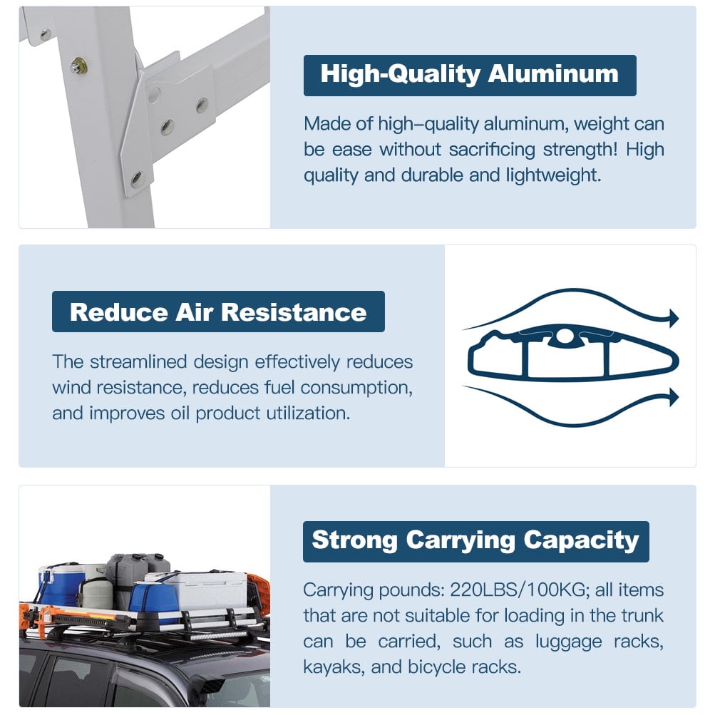ECCPP For Chevy Express GMC Van 2 bar Ladder Roof Racks Steel White Rack cross bars
