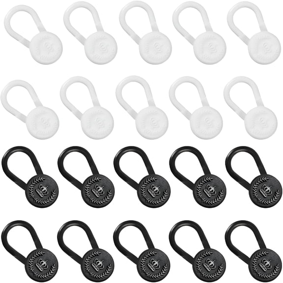 TELOLY 20 Pcs Shirt Collar Extenders for Mens Shirts Elastic Button Extender for Pants Dress Trouser,Black&White