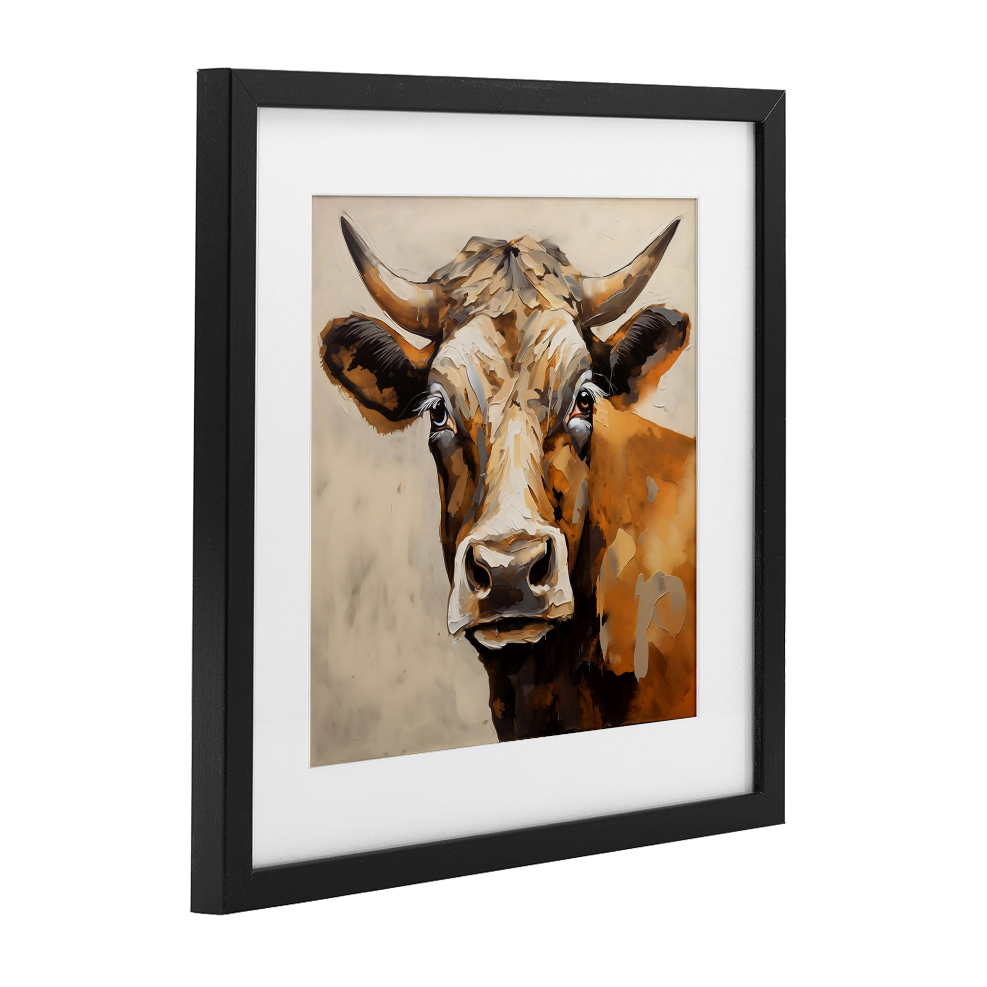 Stupell Industries Beautiful Brown Bovine Black Framed Print Under Glass, design by Creative Studio