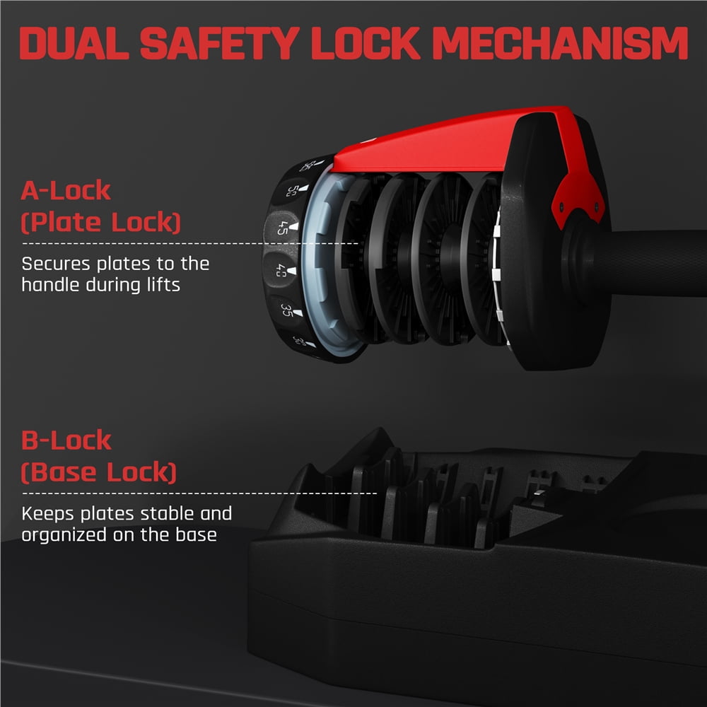Yaheetech 5-52.5 lbs Quick Adjust Dumbbell with Anti-slip Handle, Black