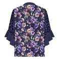 thumbnail image 4 of Njagoc3 Womens Loose V-Neck Ruffled Bell Sleeve Floral Blouse - Summer Breathable Casual Tunic, 4 of 6