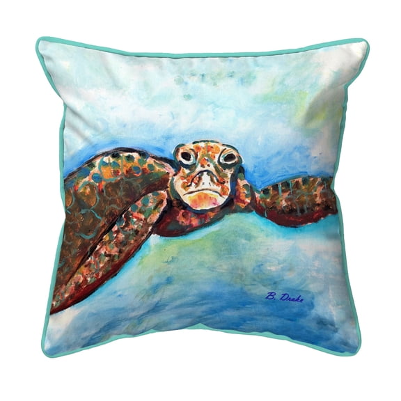 Betsy Drake Interiors Turtle Looking At Me Small Indoor/Outdoor Pillow 12x12
