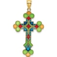 thumbnail image 4 of 14K Yellow Gold Multi Color Enameled Cross Charm Made In United States k8641, 4 of 5