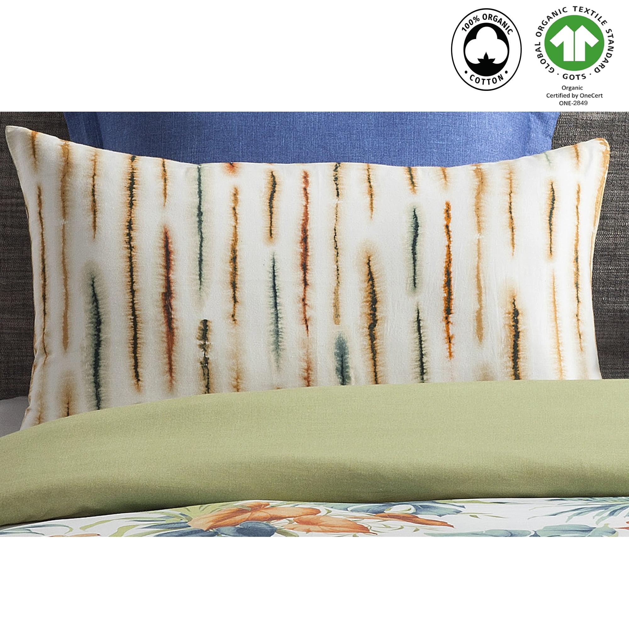 Palm Oasis Wrinkle Resistant Reversible Print 100% Organic Cotton Sham Set of 2