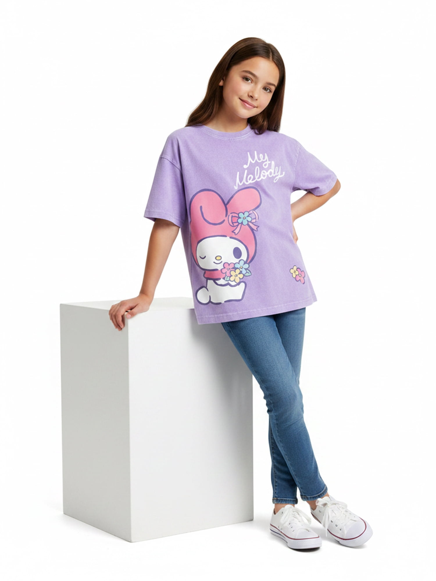 Sanrio Girls My Melody and Kuromi Mineral Wash Graphic T-Shirt, Sizes 4-16