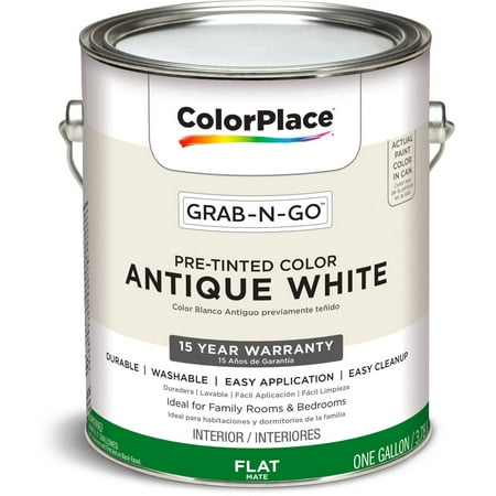 ColorPlace Pre Mixed Ready To Use, Interior Paint, Antique White, Flat Finish, 1 (Best Paint To Use In Bathroom)